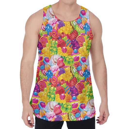 Candy And Jelly Pattern Print Men's Velvet Tank Top