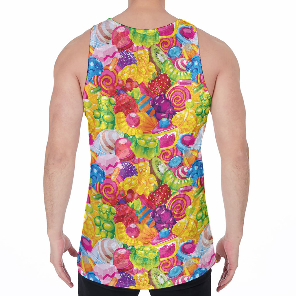 Candy And Jelly Pattern Print Men's Velvet Tank Top