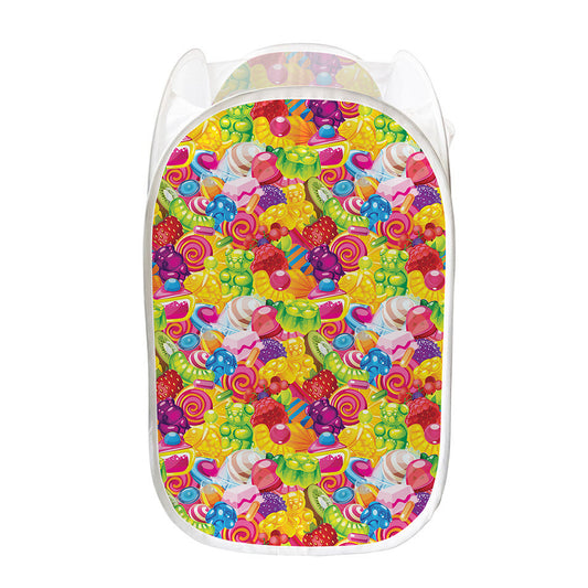 Candy And Jelly Pattern Print Mesh Laundry Hamper