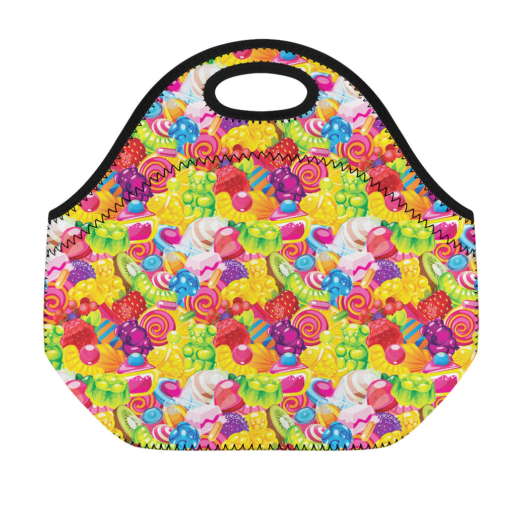 Candy And Jelly Pattern Print Neoprene Lunch Bag