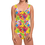 Candy And Jelly Pattern Print One Piece Swimsuit