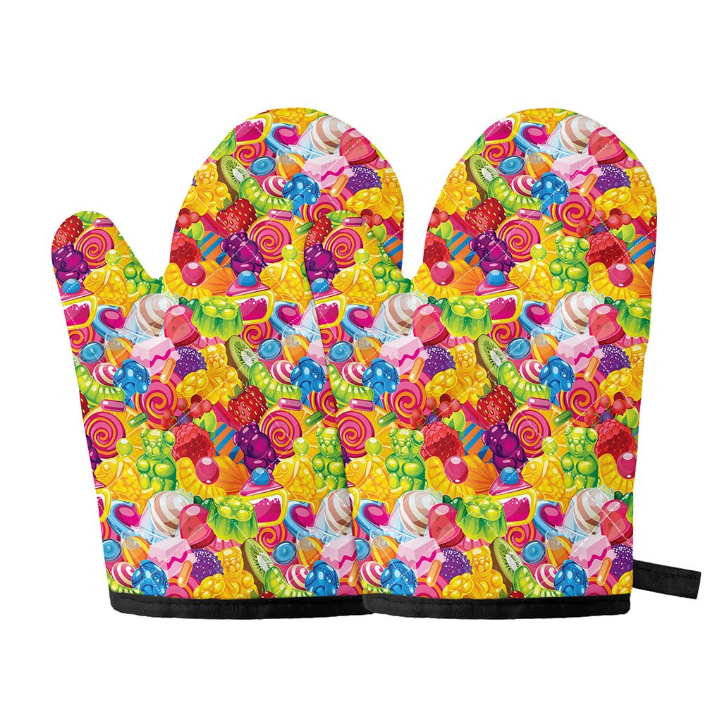 Candy And Jelly Pattern Print Oven Mitts