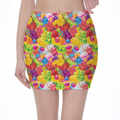 Candy And Jelly Pattern Print Pencil Mini Skirt