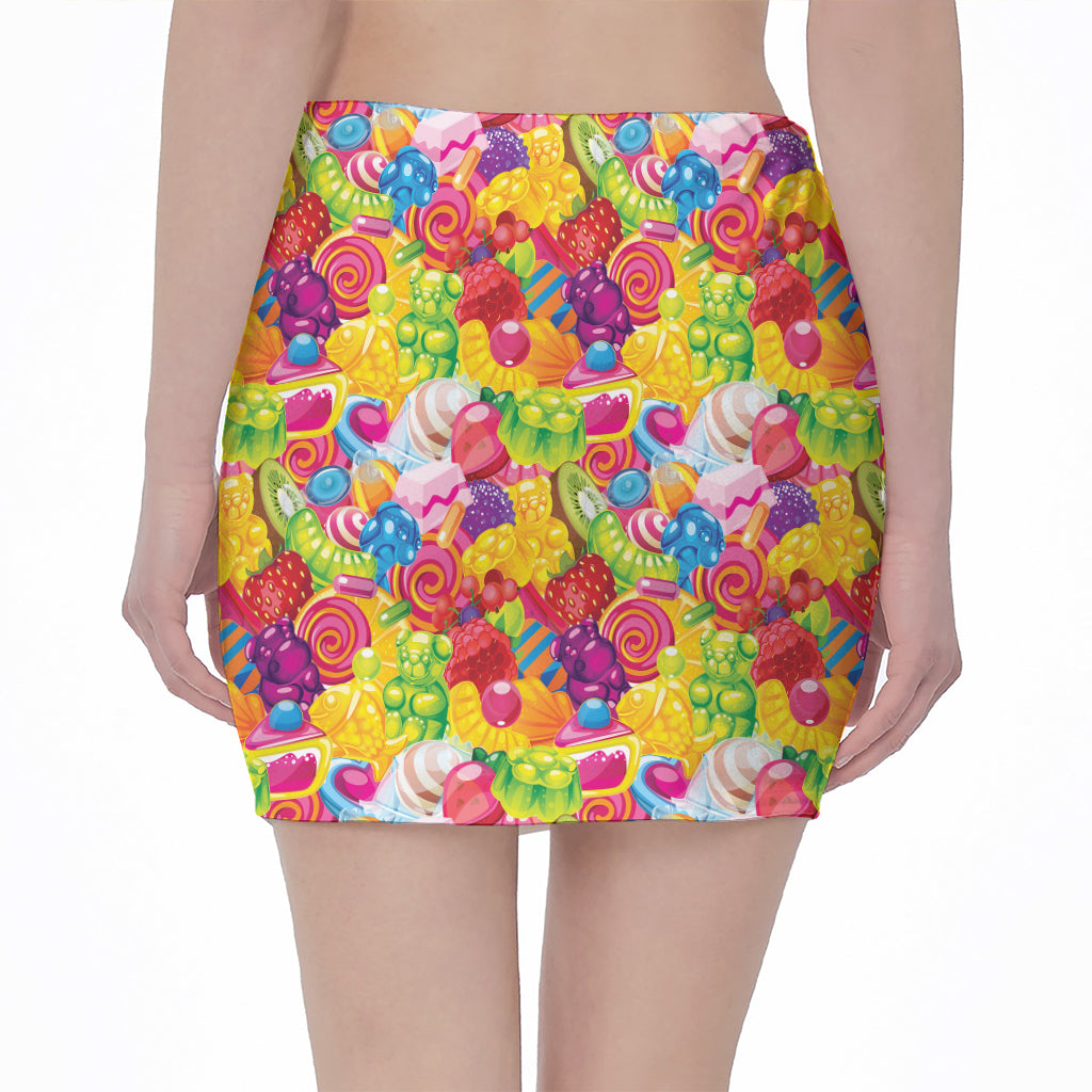 Candy And Jelly Pattern Print Pencil Mini Skirt