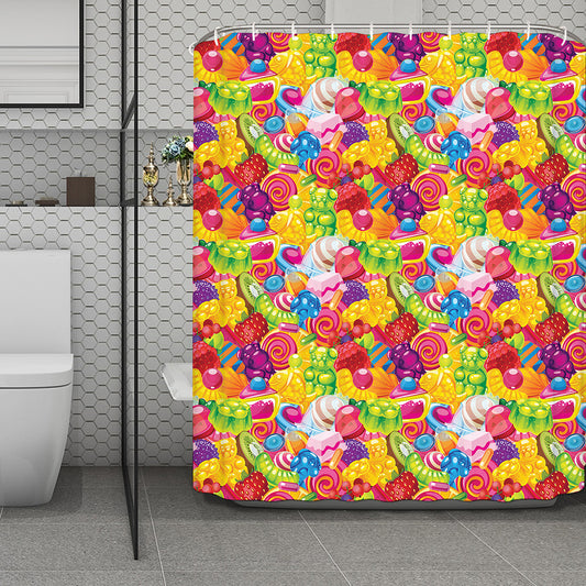 Candy And Jelly Pattern Print Polyester Shower Curtain