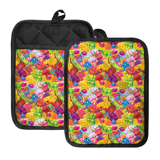 Candy And Jelly Pattern Print Pot Holders With Pocket