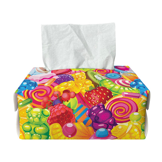 Candy And Jelly Pattern Print Rectangle Tissue Box Cover