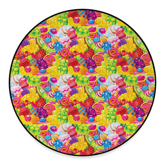Candy And Jelly Pattern Print Round Floor Mat
