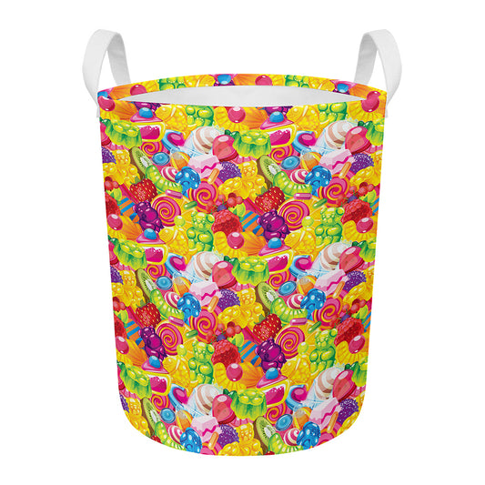 Candy And Jelly Pattern Print Round Laundry Basket