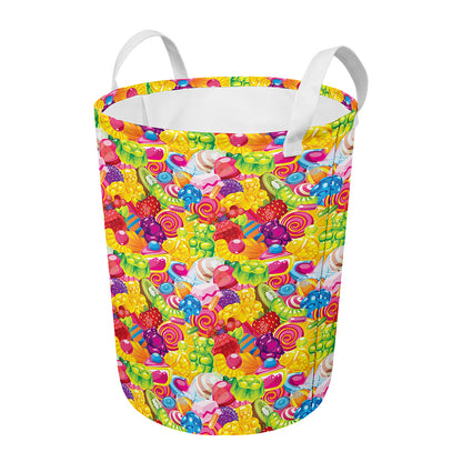 Candy And Jelly Pattern Print Round Laundry Basket