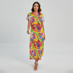 Candy And Jelly Pattern Print Short Sleeve Maxi Dress