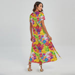 Candy And Jelly Pattern Print Short Sleeve Maxi Dress