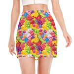 Candy And Jelly Pattern Print Side Slit Mini Skirt