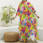 Candy And Jelly Pattern Print Silk V-Neck Kaftan Dress