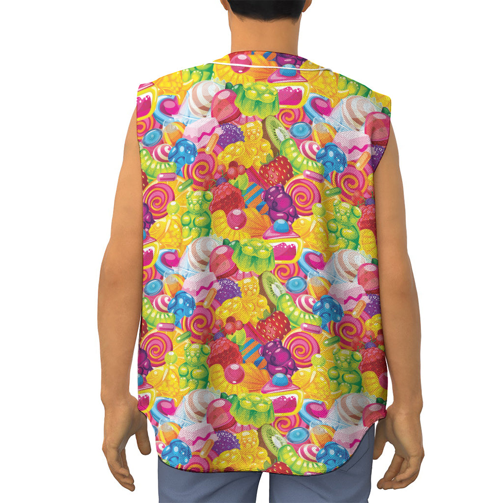 Candy And Jelly Pattern Print Sleeveless Baseball Jersey