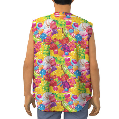 Candy And Jelly Pattern Print Sleeveless Baseball Jersey