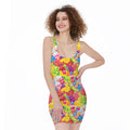Candy And Jelly Pattern Print Sleeveless Bodycon Dress