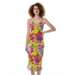 Candy And Jelly Pattern Print Slim Fit Midi Cami Dress