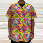Candy And Jelly Pattern Print Textured Short Sleeve Shirt
