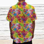 Candy And Jelly Pattern Print Textured Short Sleeve Shirt