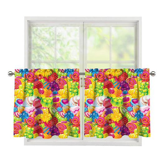 Candy And Jelly Pattern Print Tier Curtains