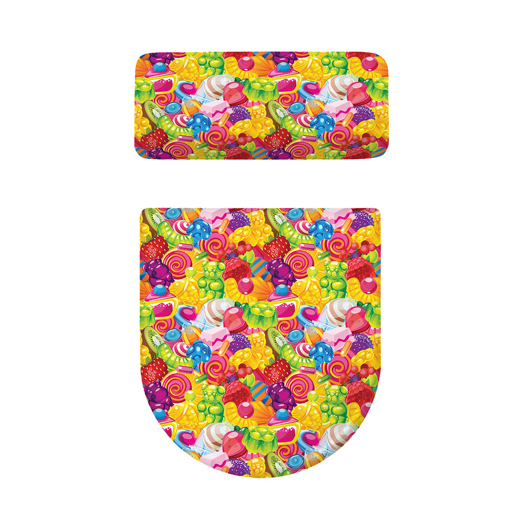 Candy And Jelly Pattern Print Toilet Lid And Tank Cover Set