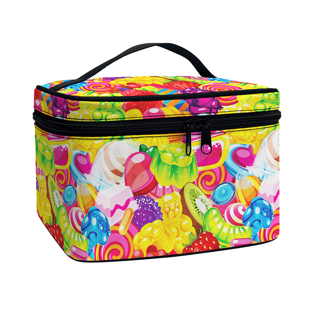 Candy And Jelly Pattern Print Travel Makeup Bag