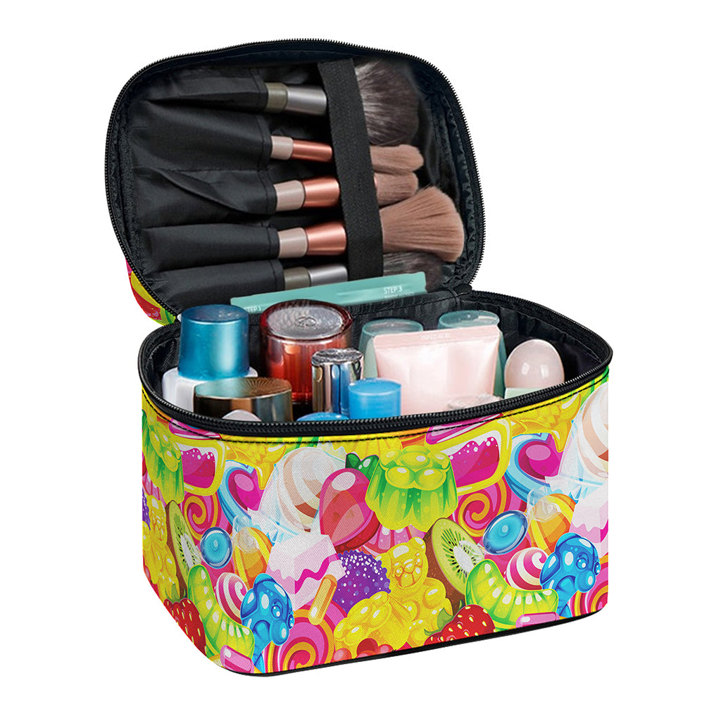 Candy And Jelly Pattern Print Travel Makeup Bag