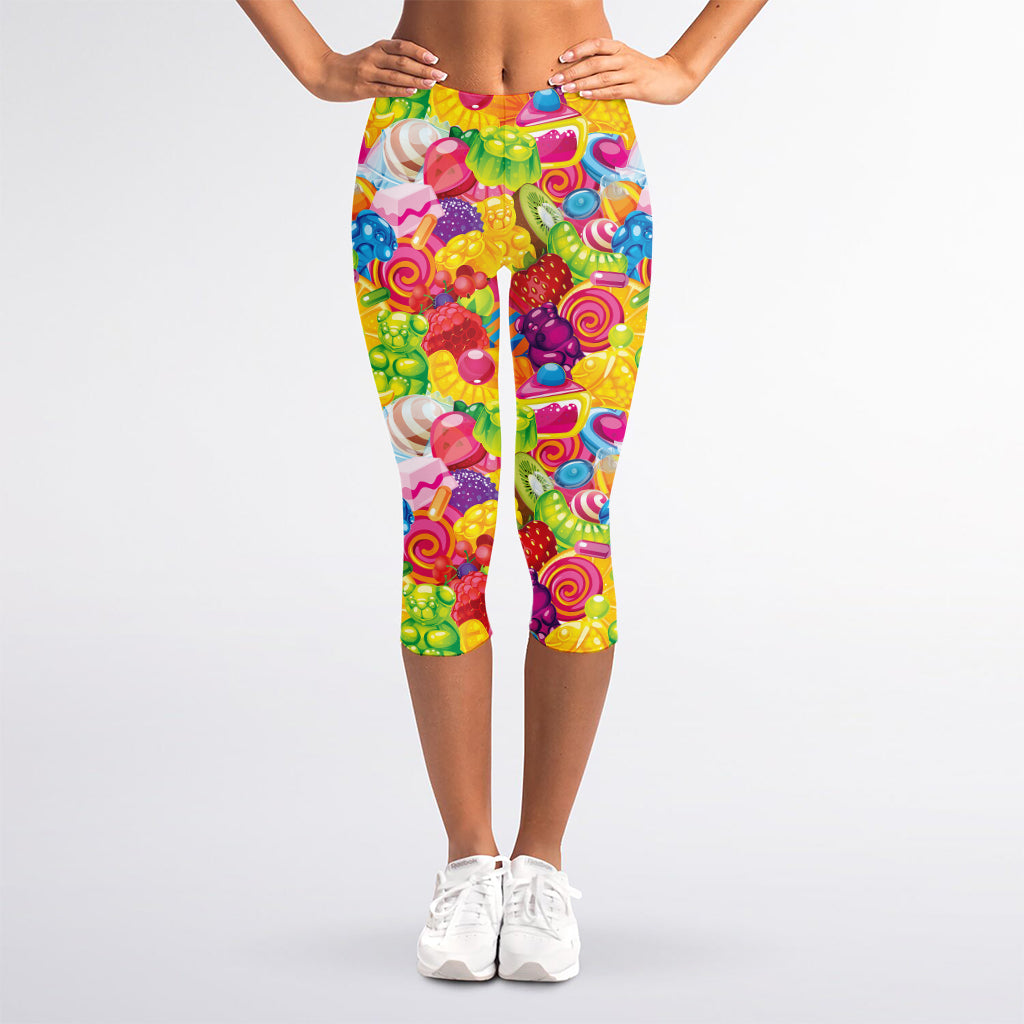 Candy And Jelly Pattern Print Women's Capri Leggings