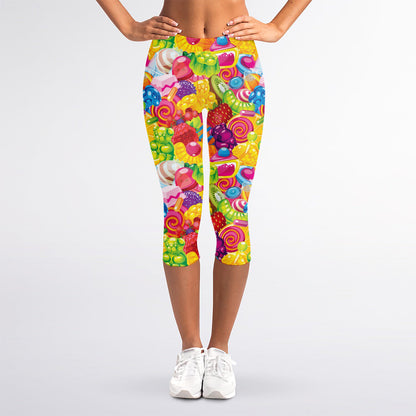 Candy And Jelly Pattern Print Women's Capri Leggings
