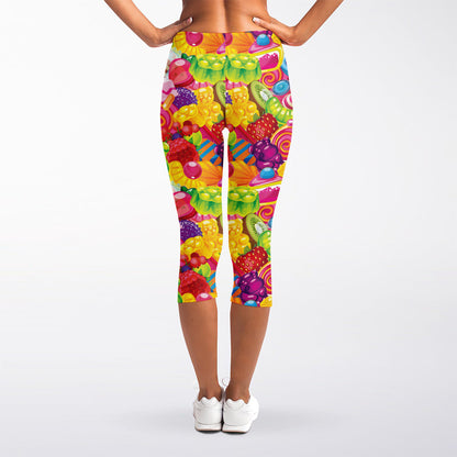 Candy And Jelly Pattern Print Women's Capri Leggings