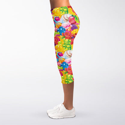 Candy And Jelly Pattern Print Women's Capri Leggings