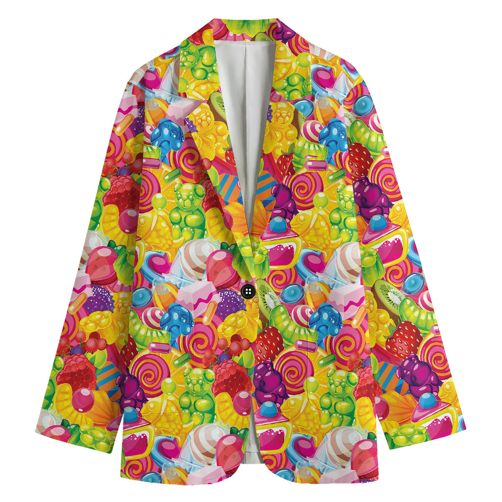 Candy And Jelly Pattern Print Women's Cotton Blazer