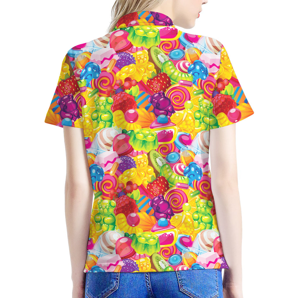 Candy And Jelly Pattern Print Women's Polo Shirt