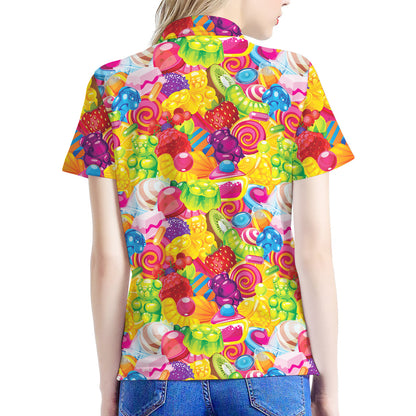 Candy And Jelly Pattern Print Women's Polo Shirt
