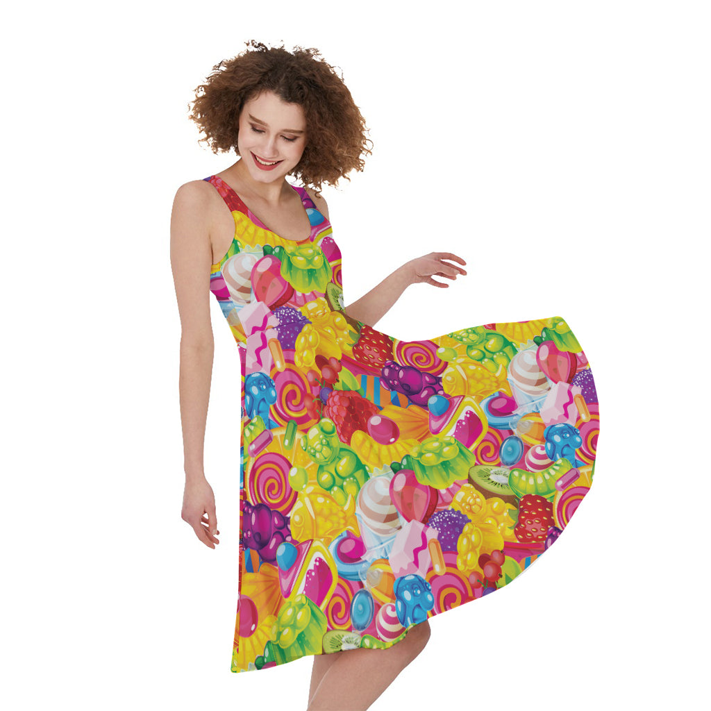 Candy And Jelly Pattern Print Women's Sleeveless Dress