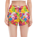 Candy And Jelly Pattern Print Women's Split Running Shorts