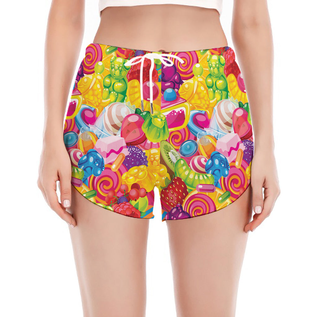 Candy And Jelly Pattern Print Women's Split Running Shorts