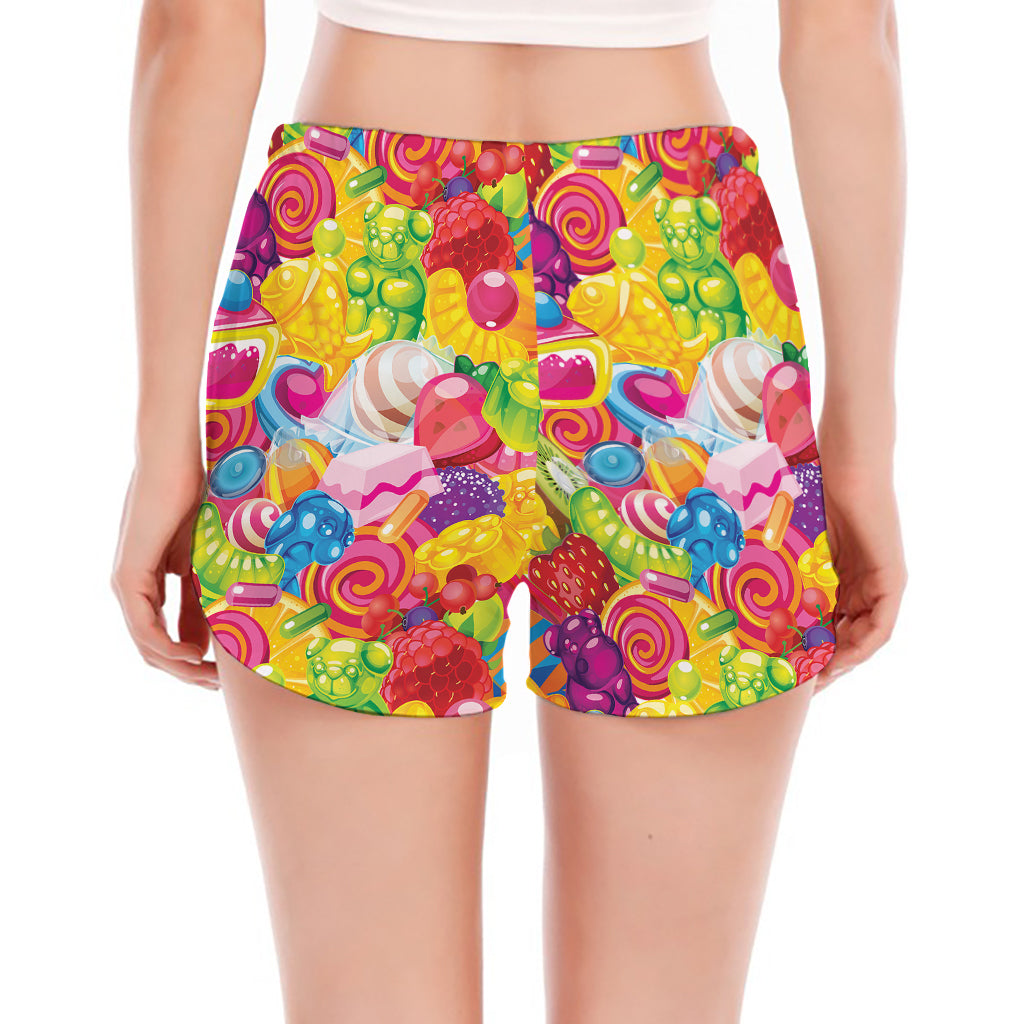 Candy And Jelly Pattern Print Women's Split Running Shorts