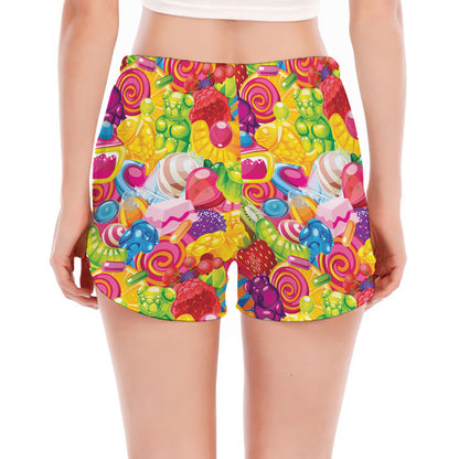 Candy And Jelly Pattern Print Women's Split Running Shorts