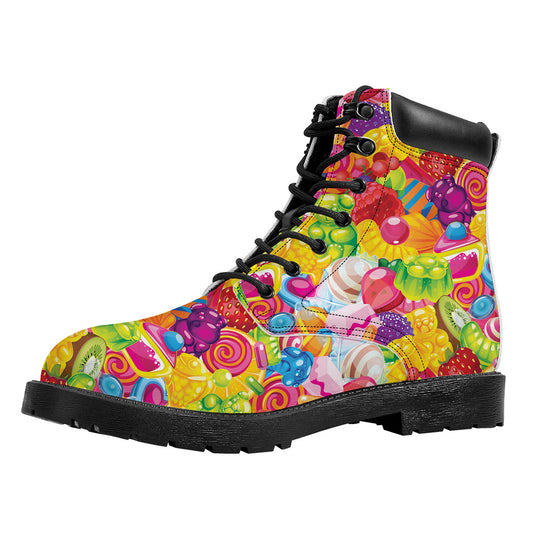 Candy And Jelly Pattern Print Work Boots