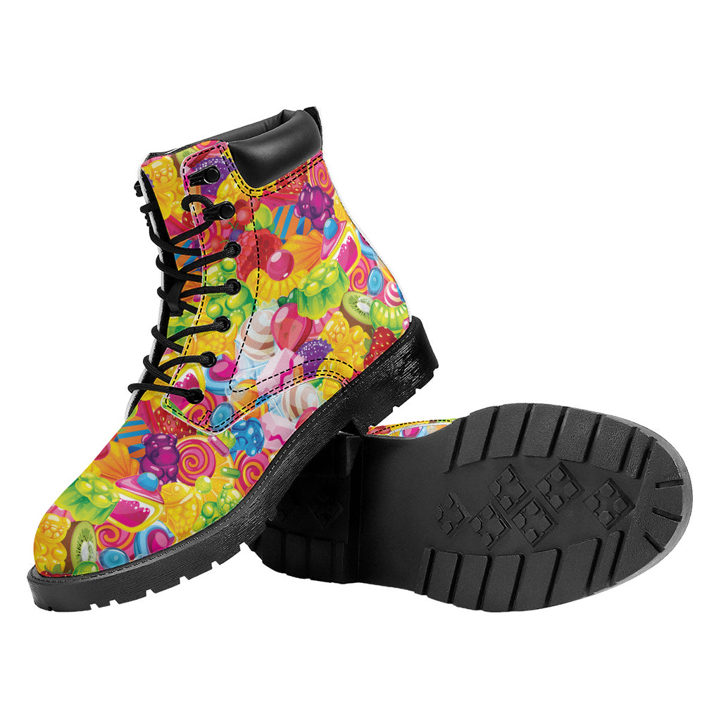 Candy And Jelly Pattern Print Work Boots