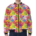 Candy And Jelly Pattern Print Zip Sleeve Bomber Jacket