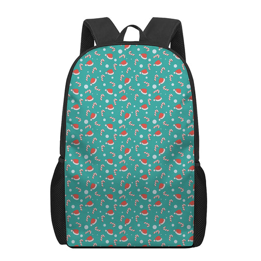 Candy And Santa Claus Hat Pattern Print 17 Inch Backpack
