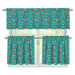 Candy And Santa Claus Hat Pattern Print 3 Piece Kitchen Curtains