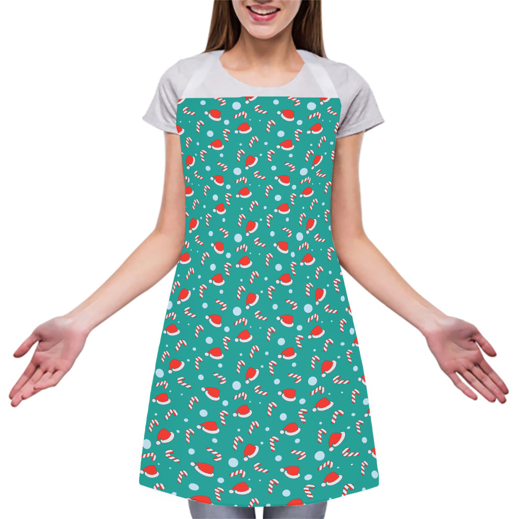 Candy And Santa Claus Hat Pattern Print Adjustable Apron