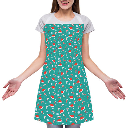 Candy And Santa Claus Hat Pattern Print Adjustable Apron