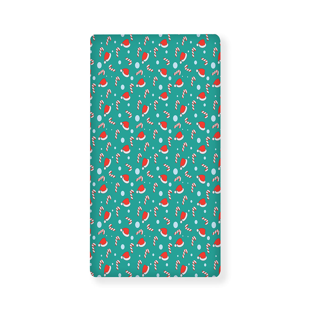 Candy And Santa Claus Hat Pattern Print Baby Crib Sheet
