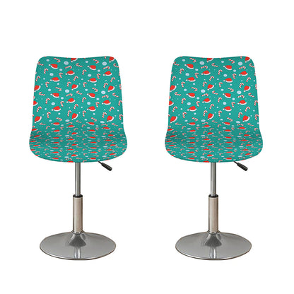 Candy And Santa Claus Hat Pattern Print Bar Stool Covers