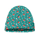 Candy And Santa Claus Hat Pattern Print Beanie